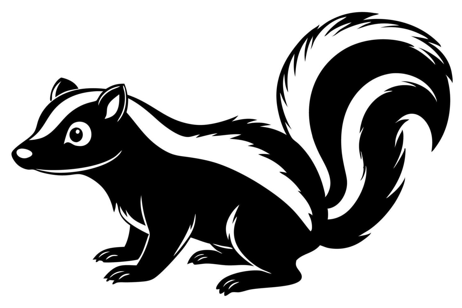 Funny Skunk Illustration Cartoons, Clipart, and Line Art Design on White Background, Funny skunk illustration featuring cartoons, clipart, and line art on a white background. vector