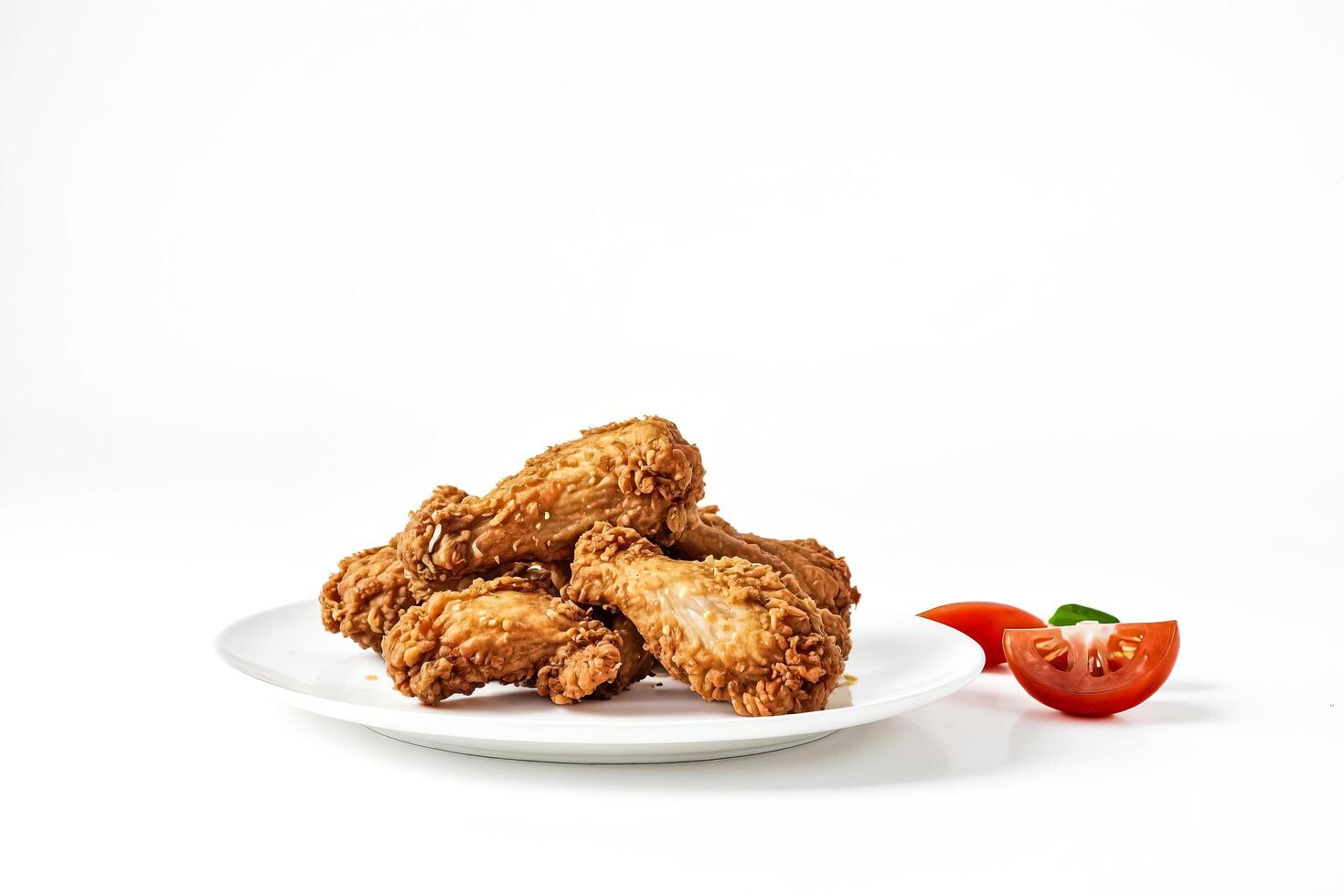 Crispy Fried Chicken Wings on White Plate photo