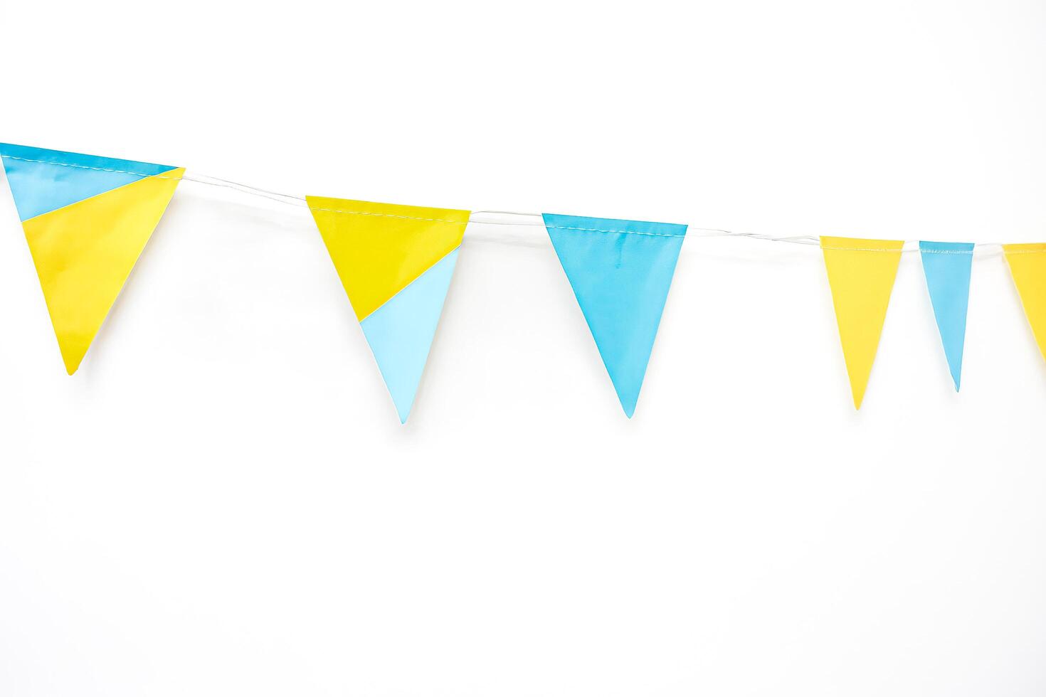 Yellow and Blue Triangle Bunting Banner photo
