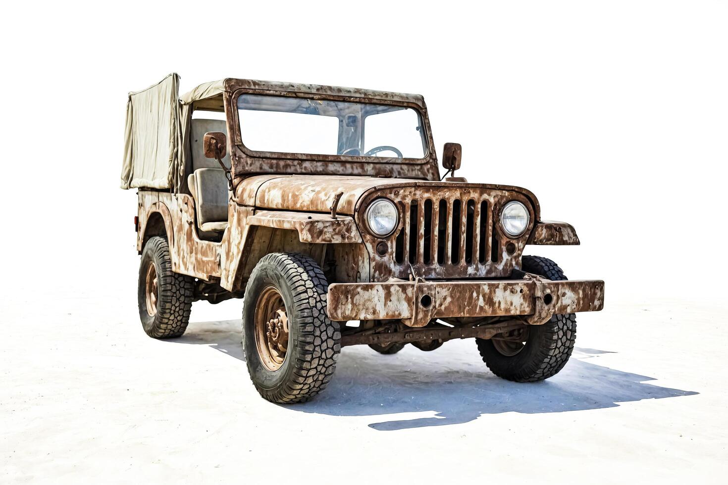 Rusty Jeep on a White Background photo