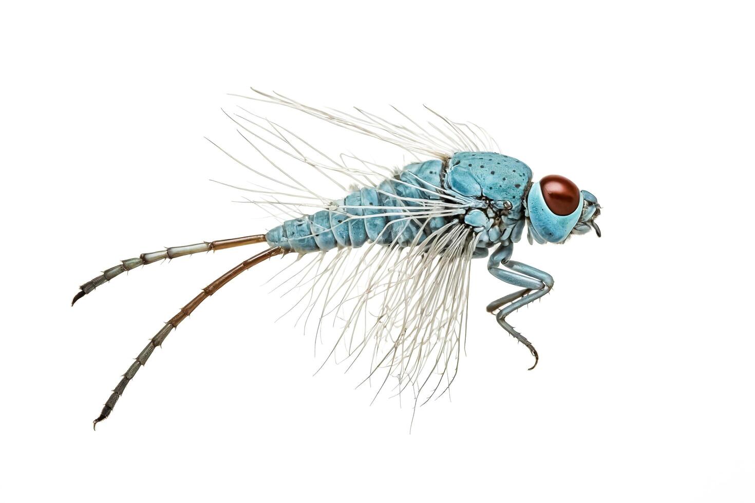 Blue and White Winged Insect Macro Photography photo