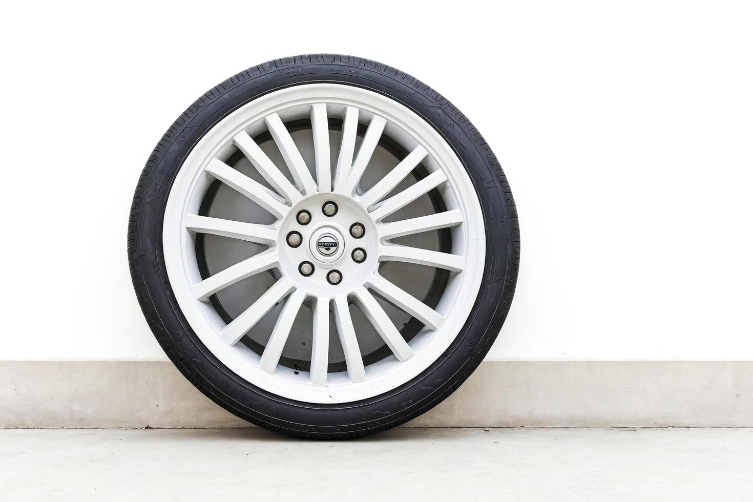 White Car Wheel on White Background photo