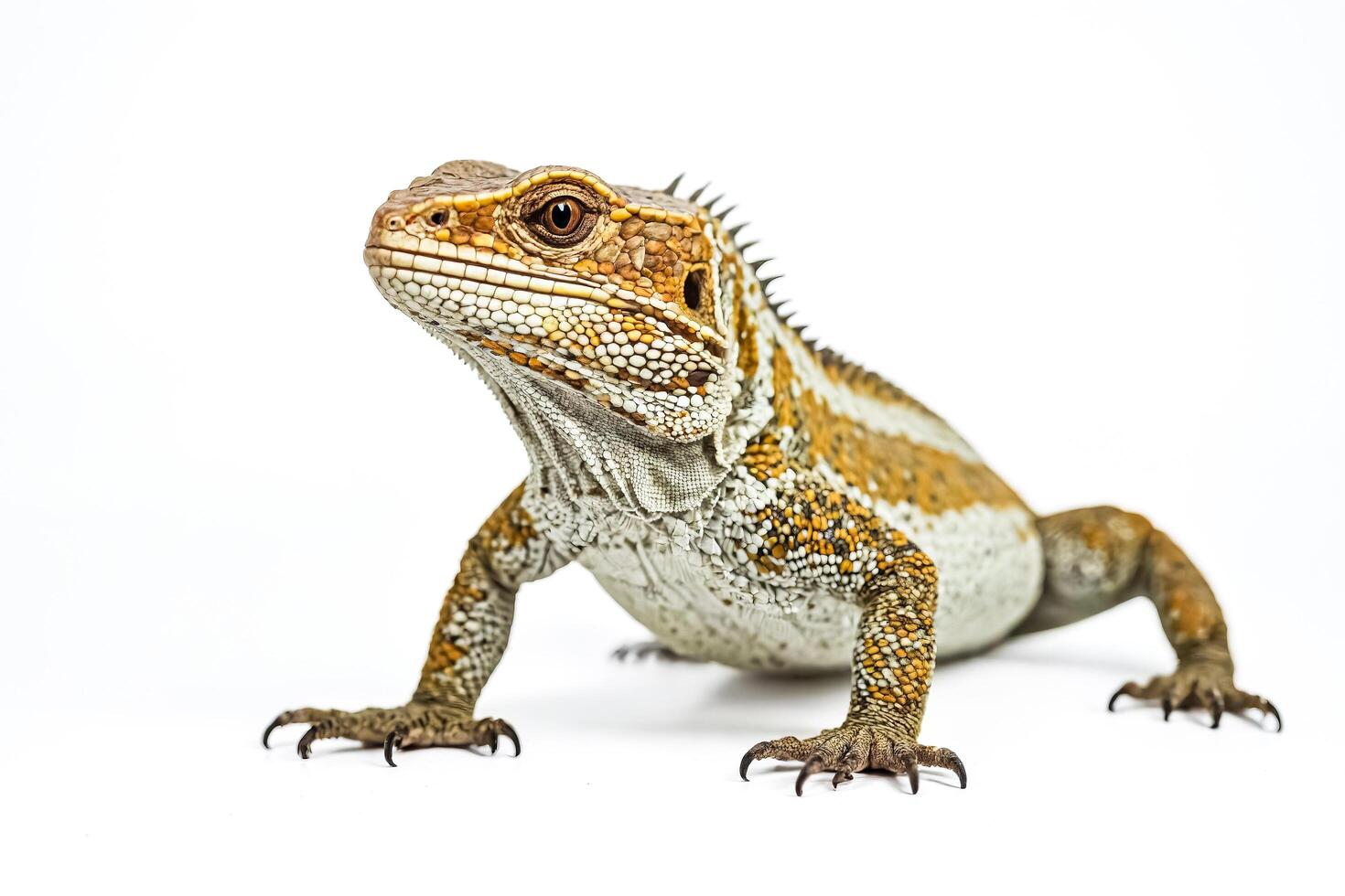 Yellow-Headed Amazon Basin Lizard on White Background photo