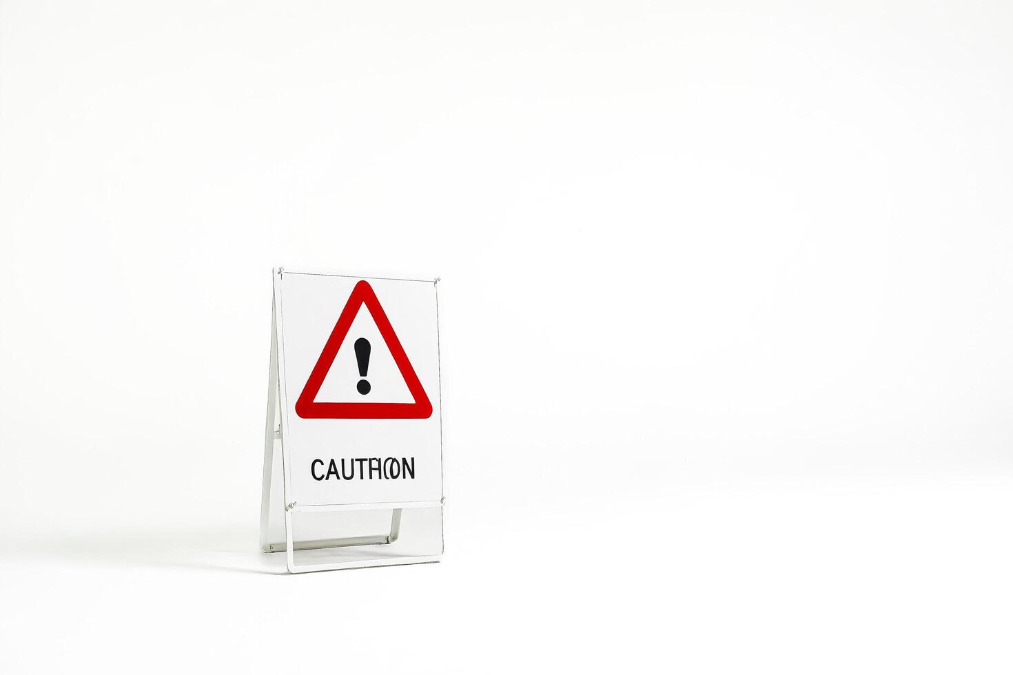 Caution Sign with Exclamation Mark on White Background photo