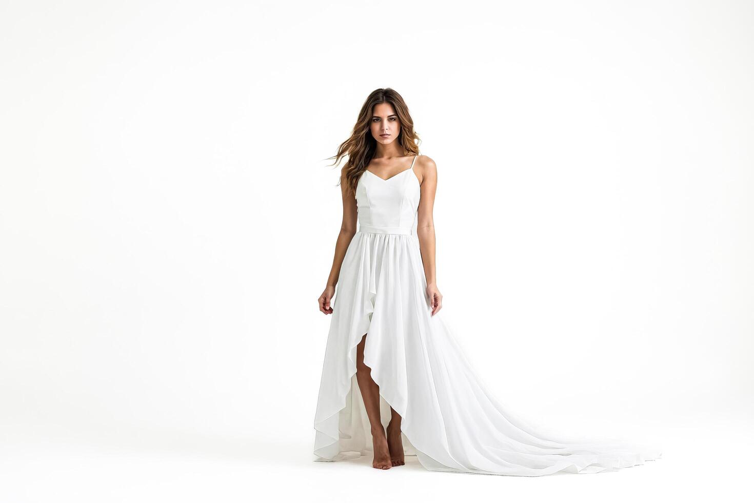 Elegant Woman in White Dress photo