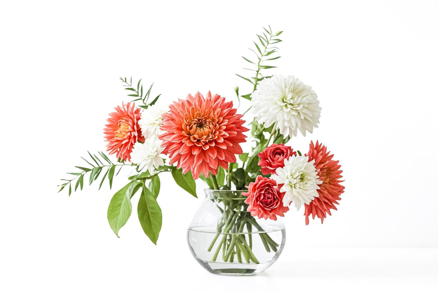 Pink and White Flowers in Vase photo