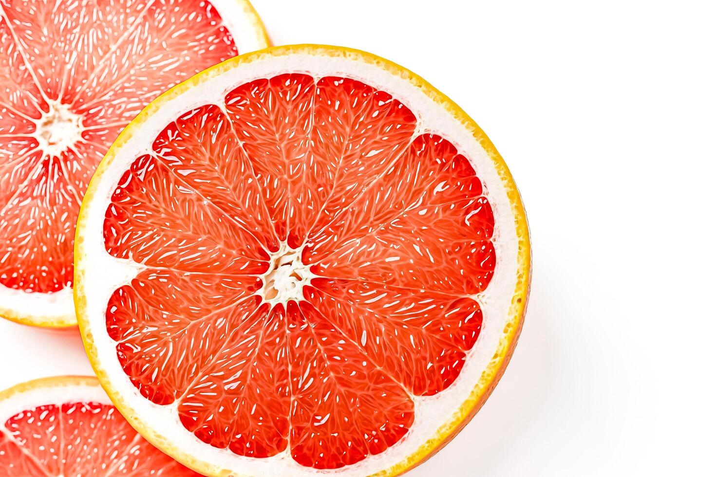 Close up of juicy grapefruit slices photo