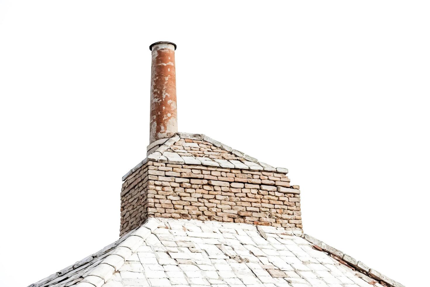 Old brick chimney on a roof photo