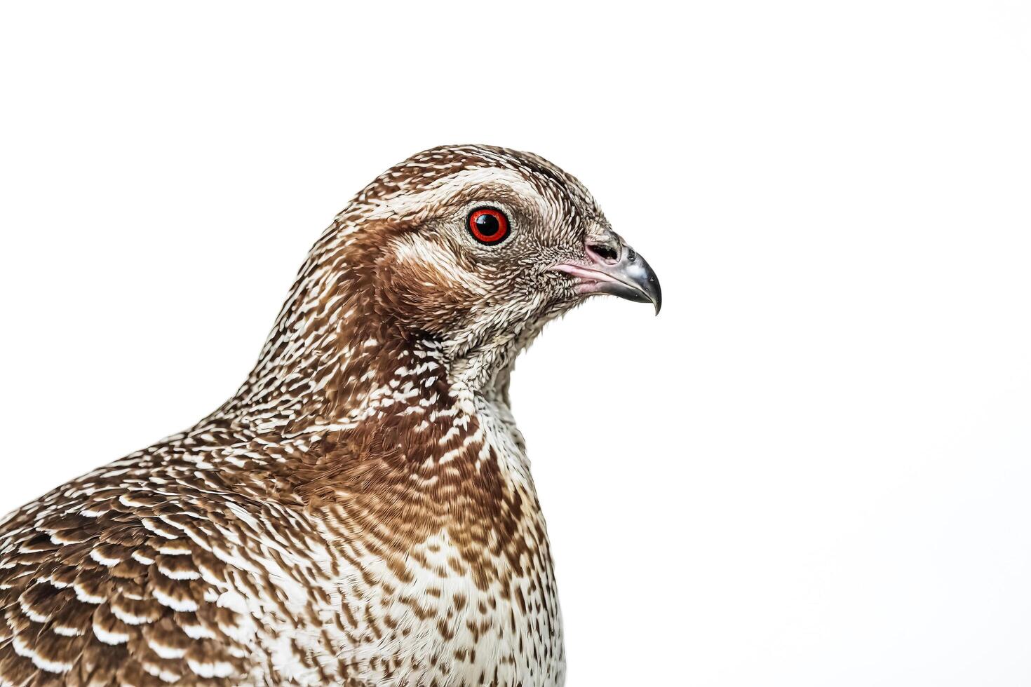 Closeup of a Mountain Quail with Red Eyes photo