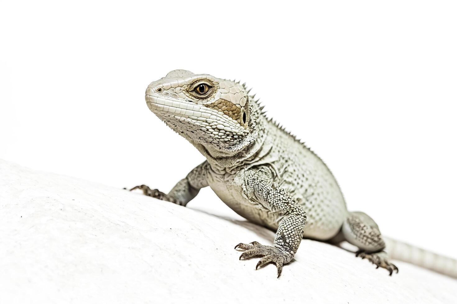 White Iguana Lizard Isolated on White Background photo