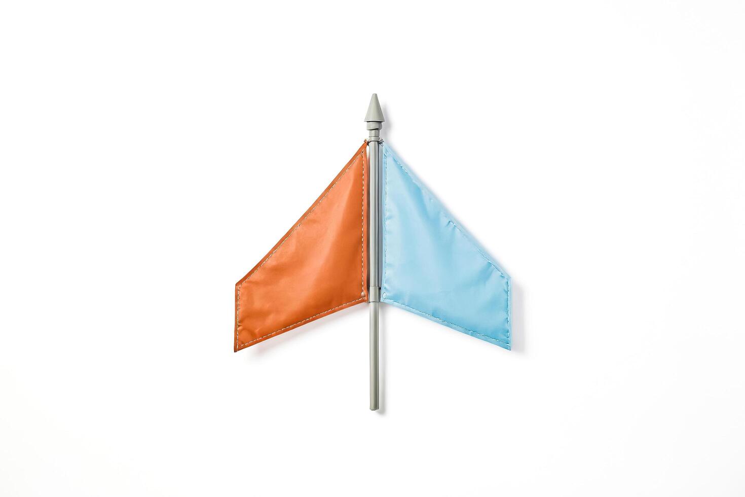 Orange and Blue Flag on White Background photo