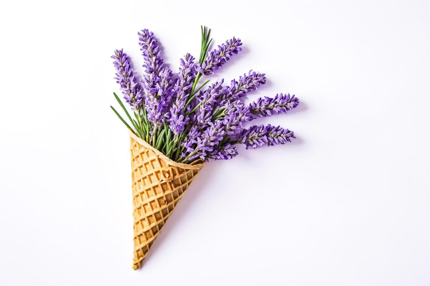 Lavender Flowers in a Waffle Cone photo