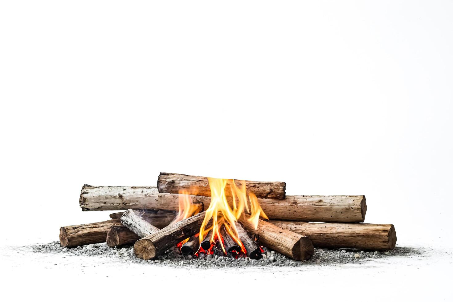 Campfire with Logs Isolated on White Background photo