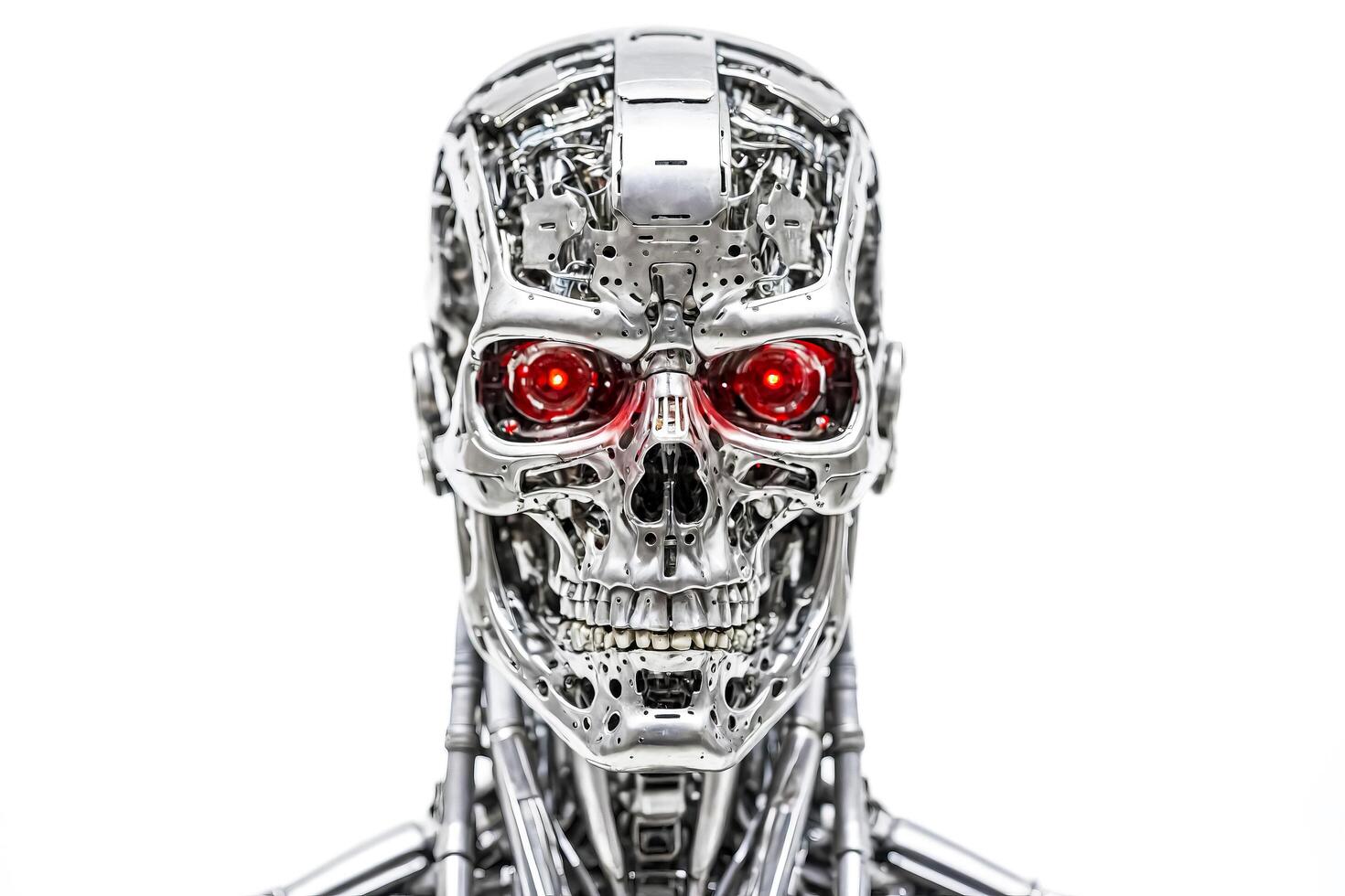 Robot Head with Red Eyes photo