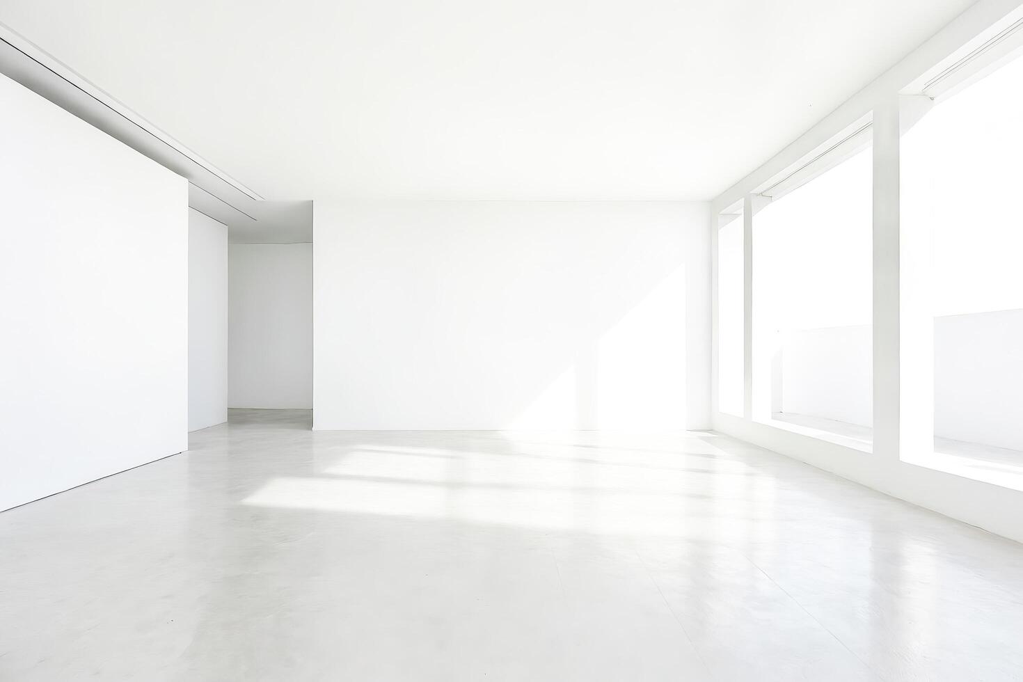 Minimalist White Room With Large Windows photo