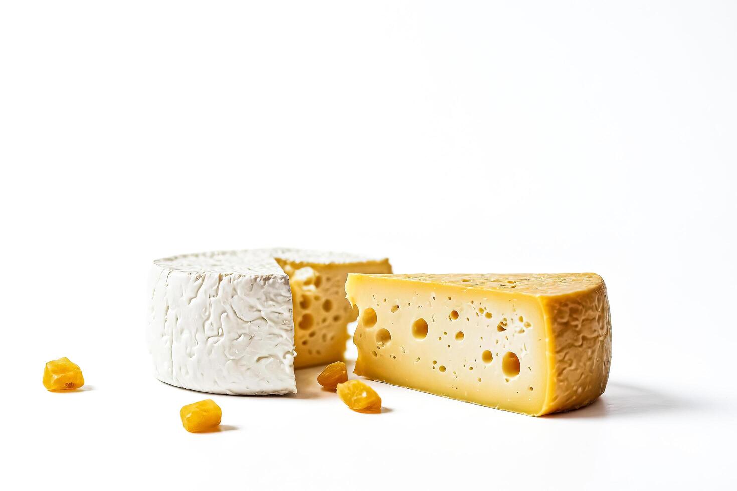 Cheese assortment with a white background photo