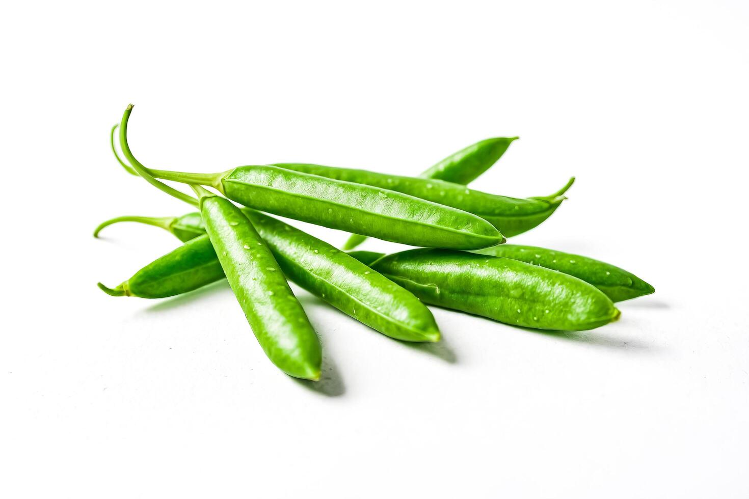 Fresh Green Pea Pods on White Background photo