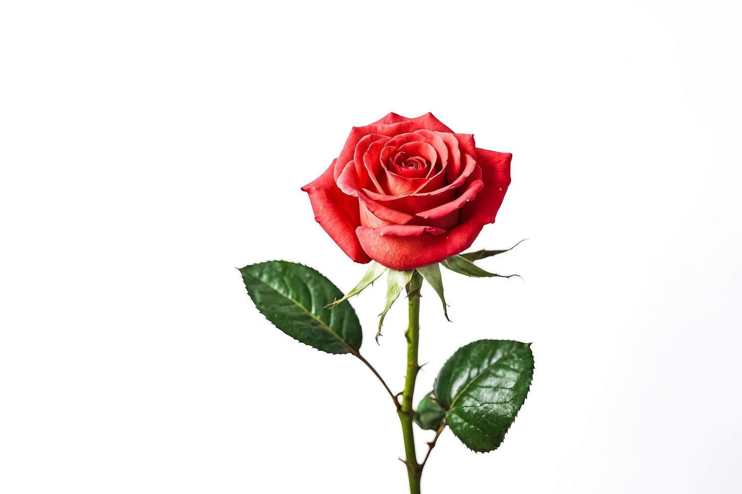 Single Red Rose on White Background photo