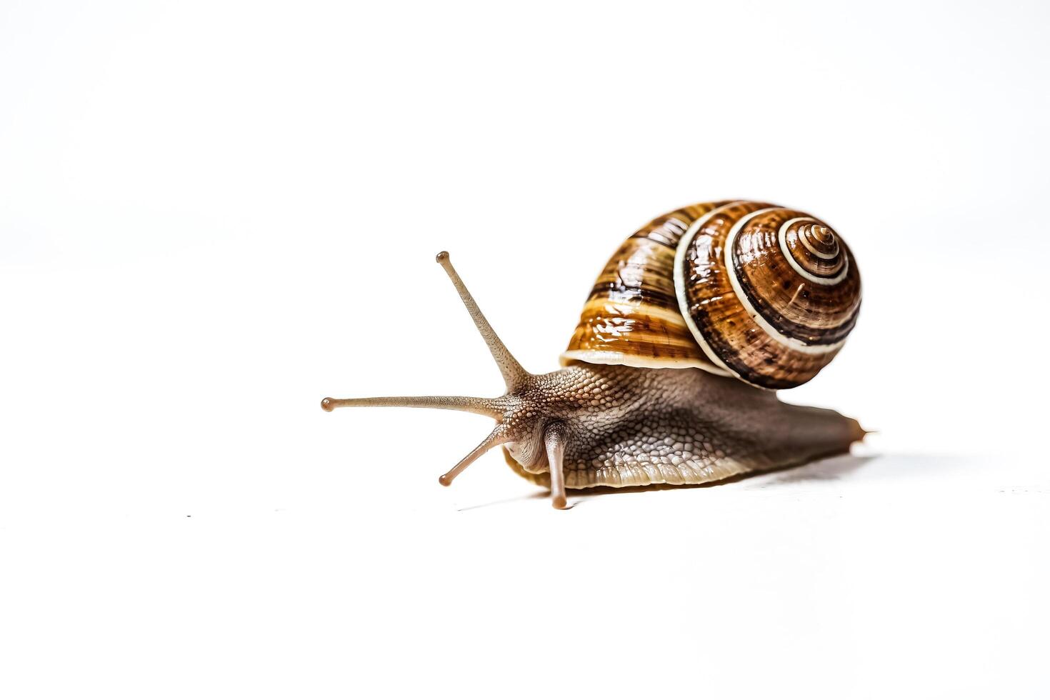 Closeup of a snail on a white background photo