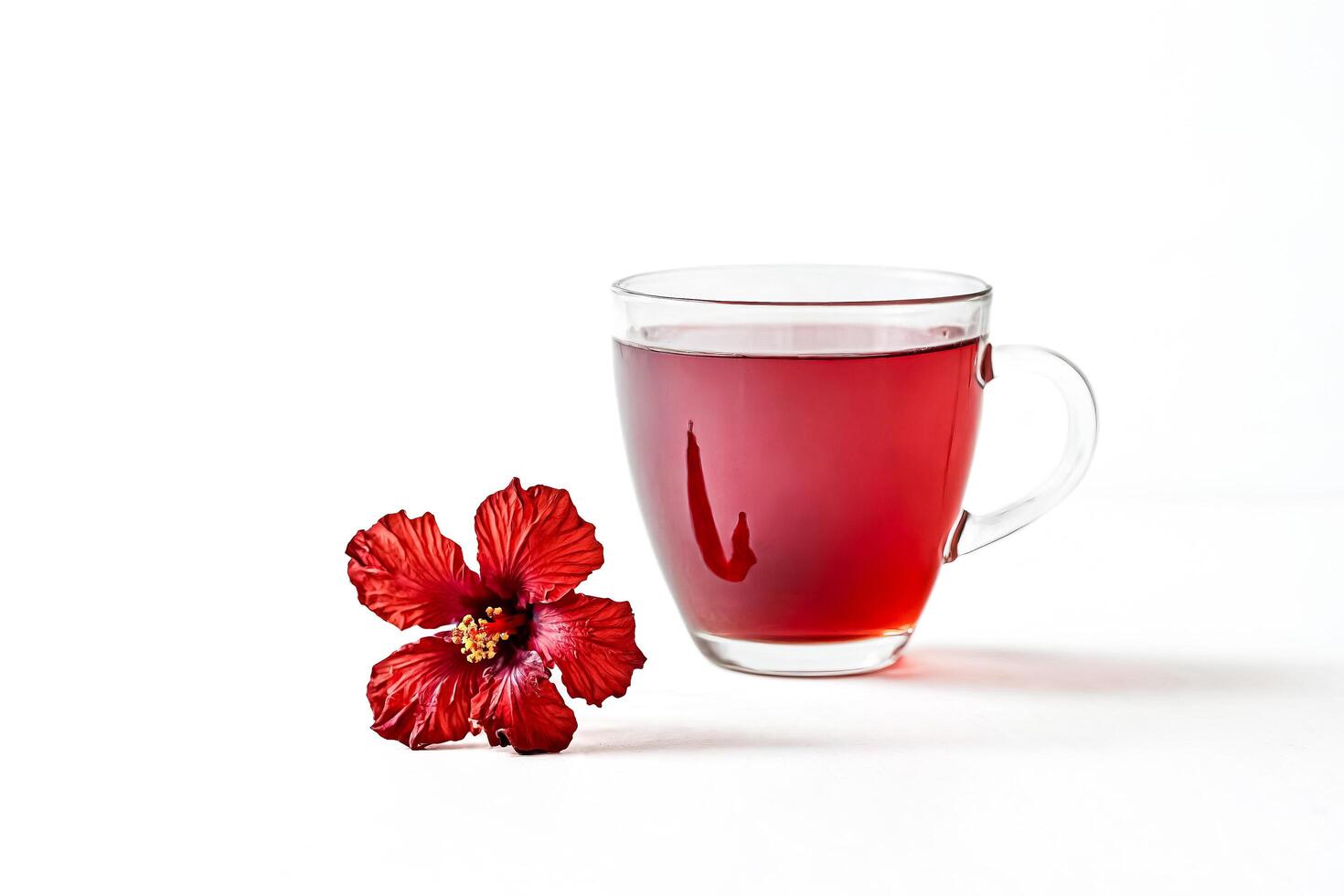 Hibiscus Tea with a Hibiscus Flower photo