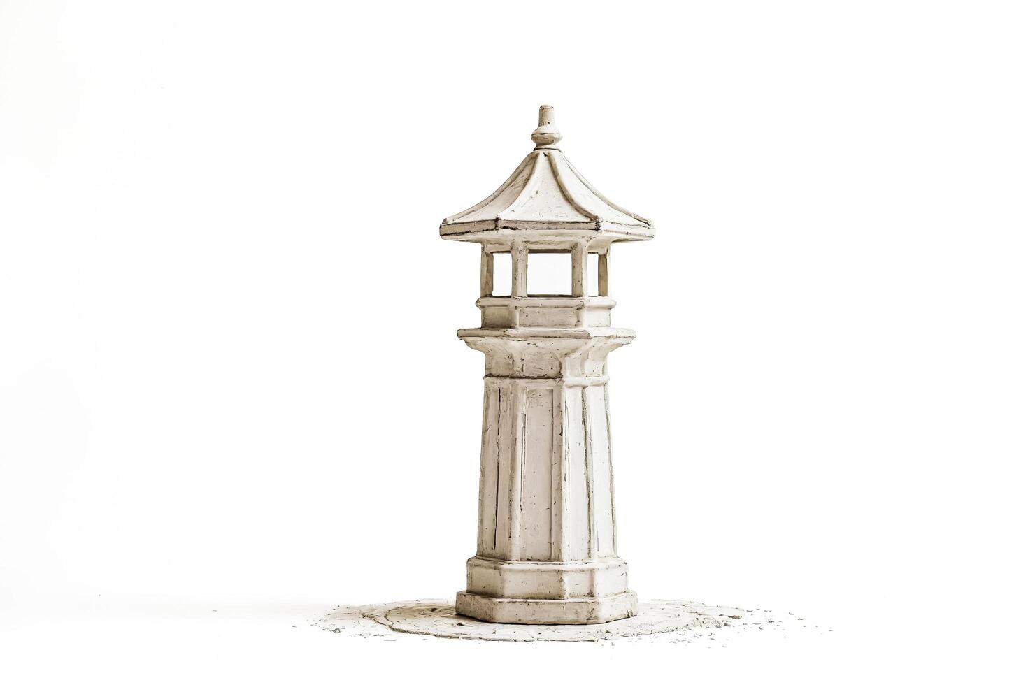 White lighthouse model isolated on white background photo