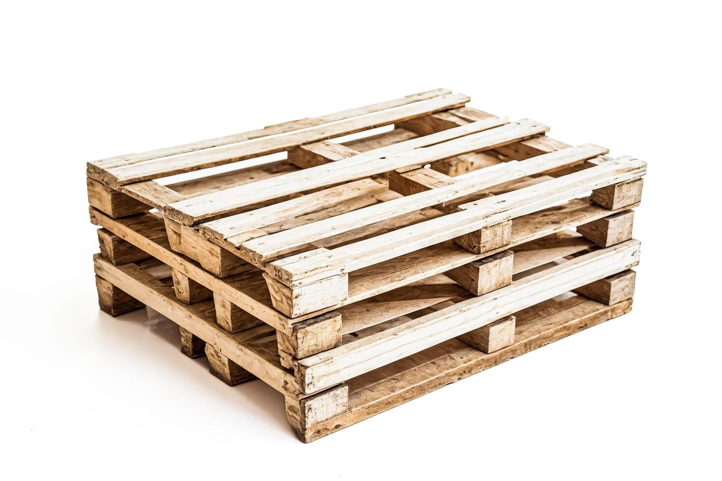 Stacked wooden pallet isolated on white background photo