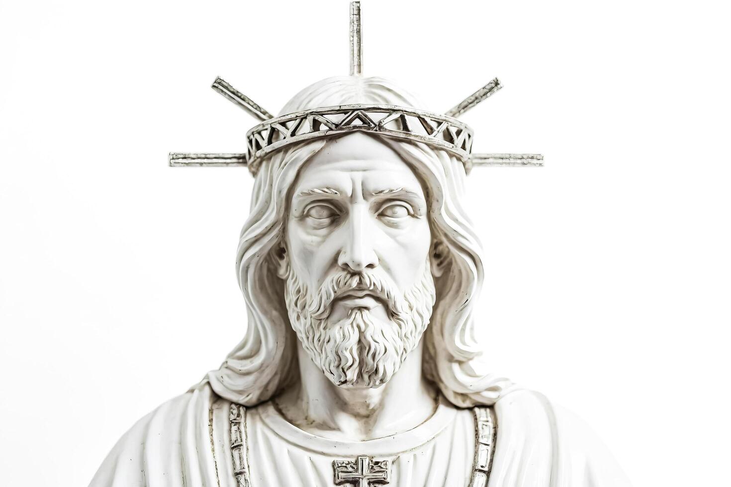 Close-up of a White Jesus Statue photo