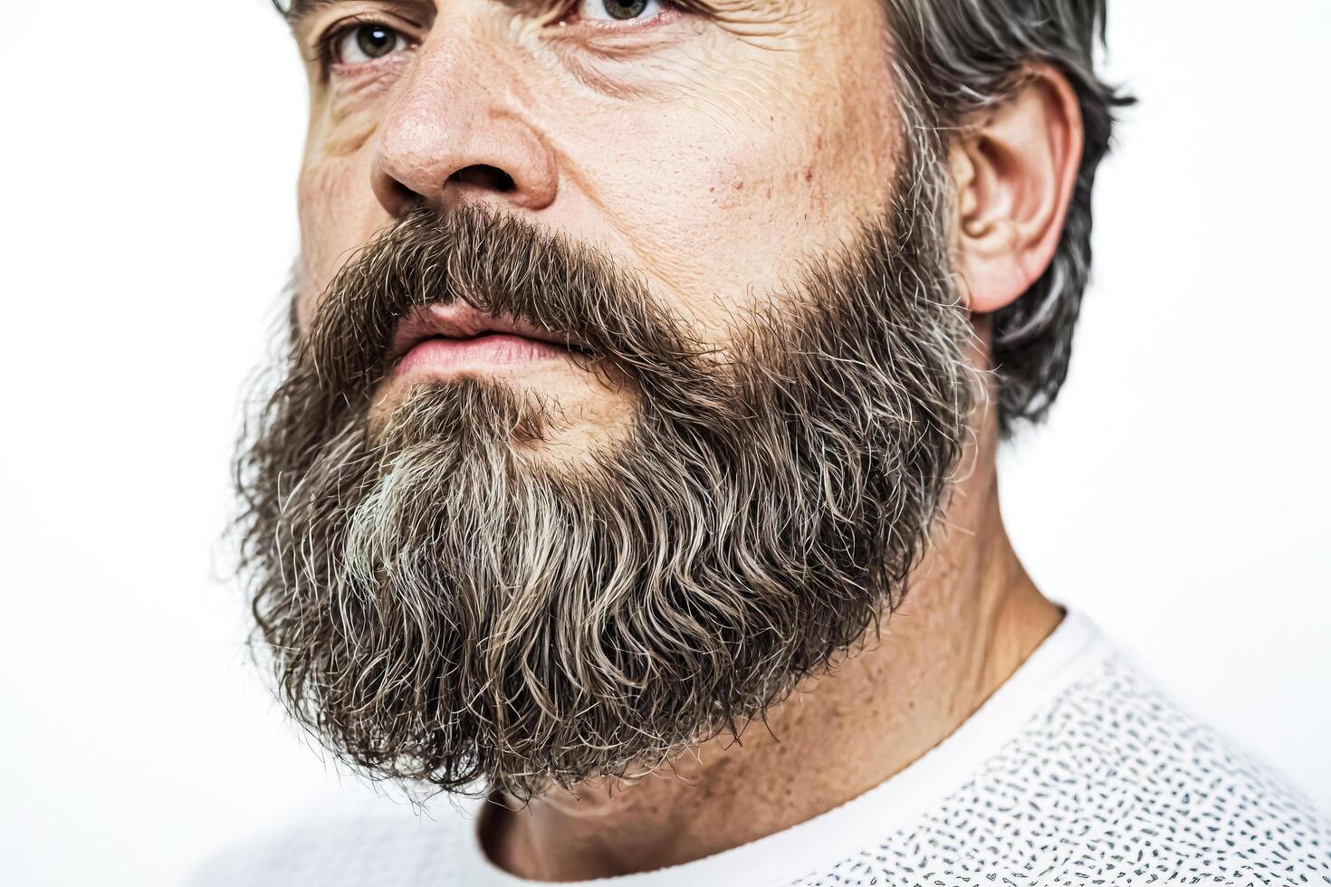 Close-up portrait of a man with a long, gray beard photo