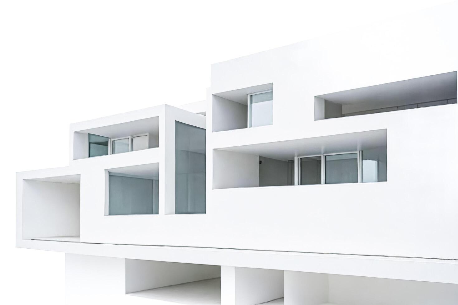 Modern Minimalist White Building with Windows photo