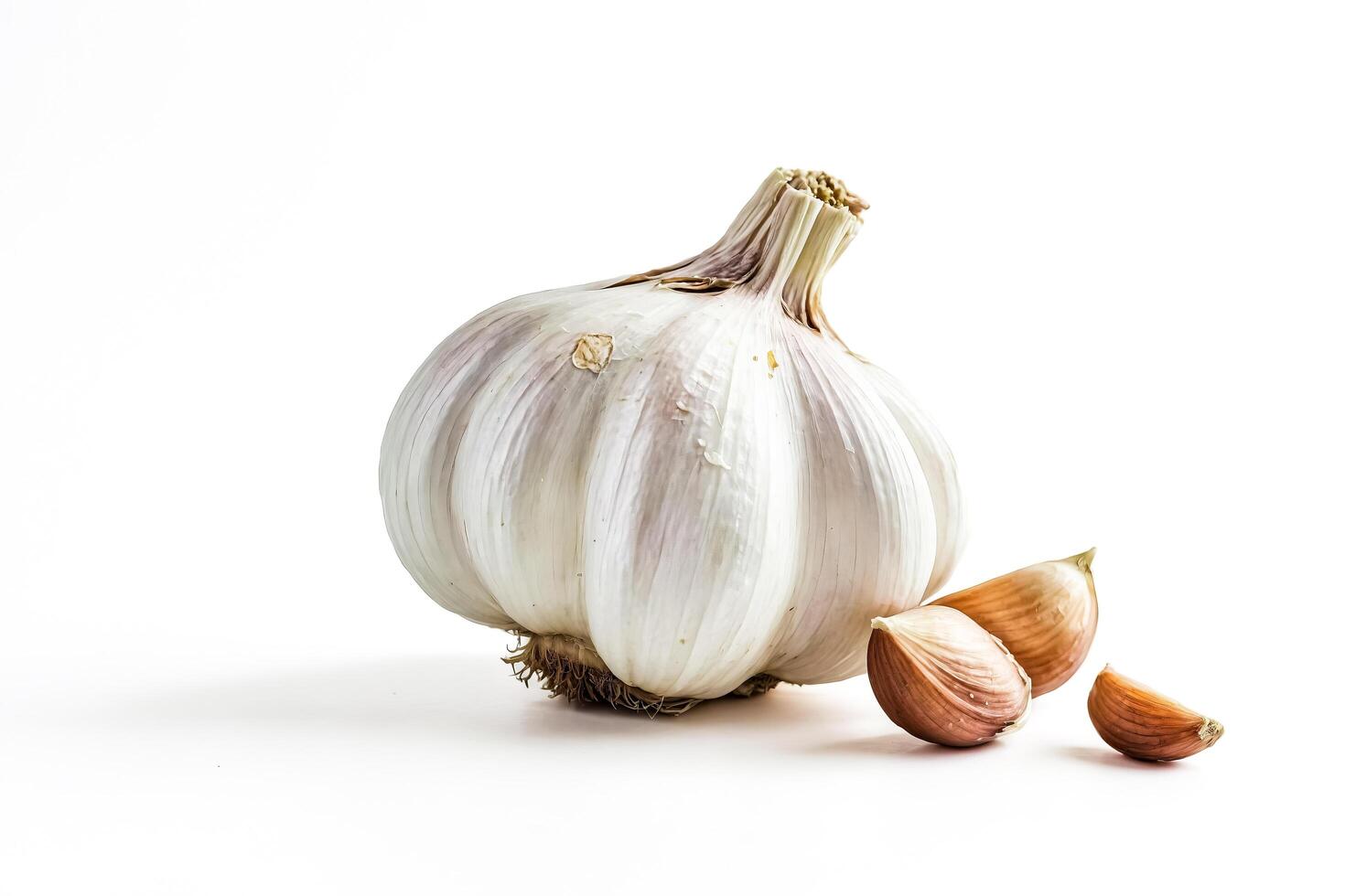 Garlic Bulb and Cloves Isolated on White Background photo