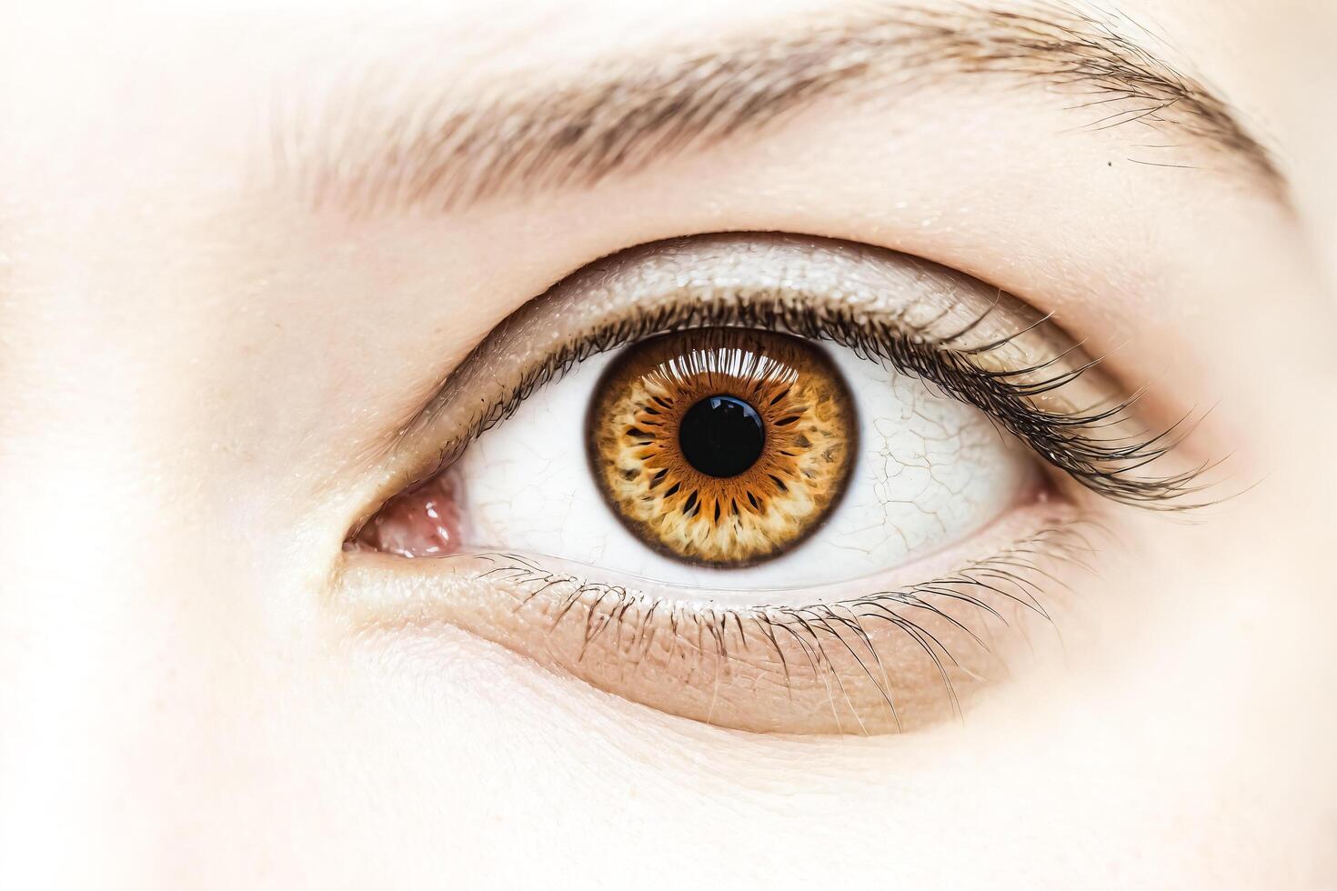 Close-up of a human eye with brown iris photo