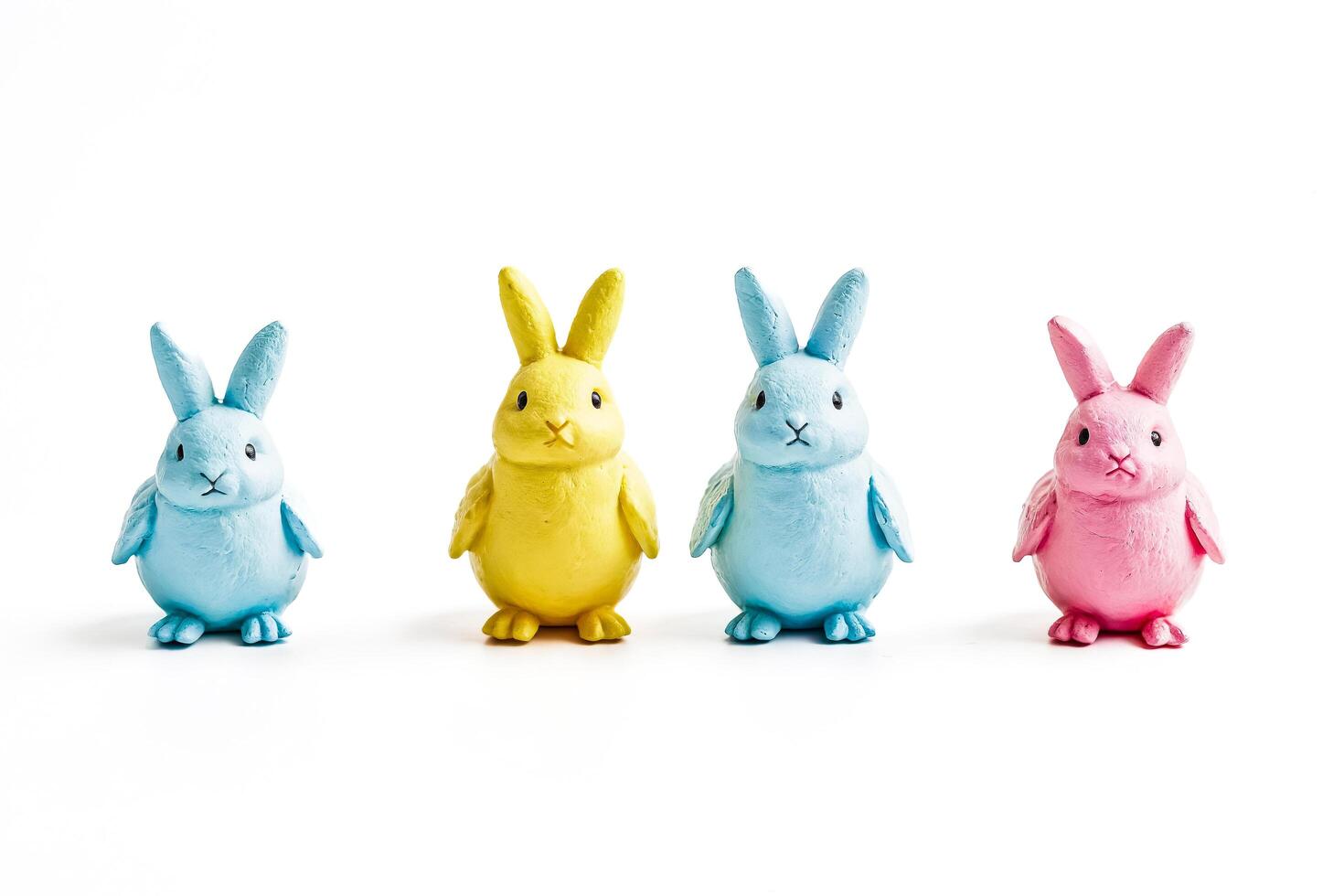 Colorful Easter Bunnies on White Background photo