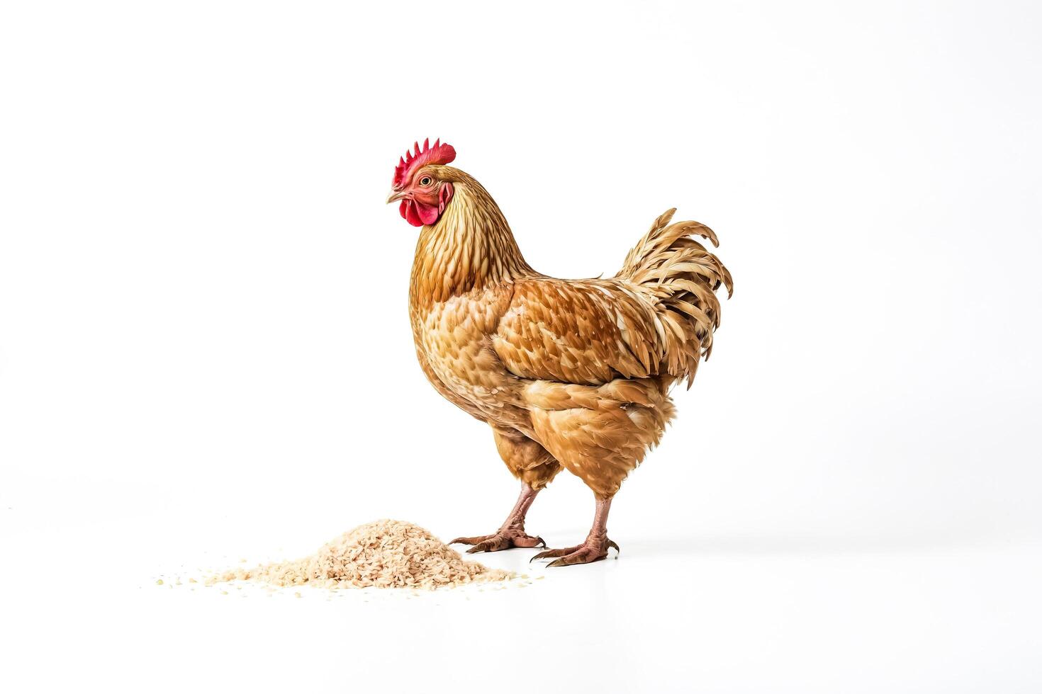 Golden Rooster with Wood Shavings photo