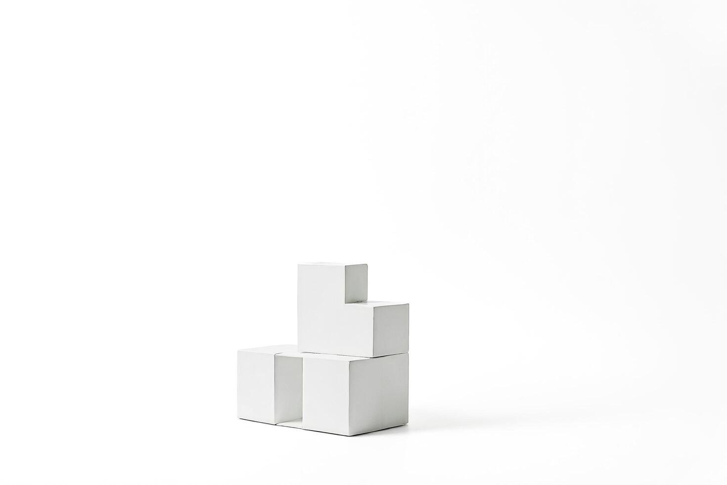 White boxes stacked on white background photo