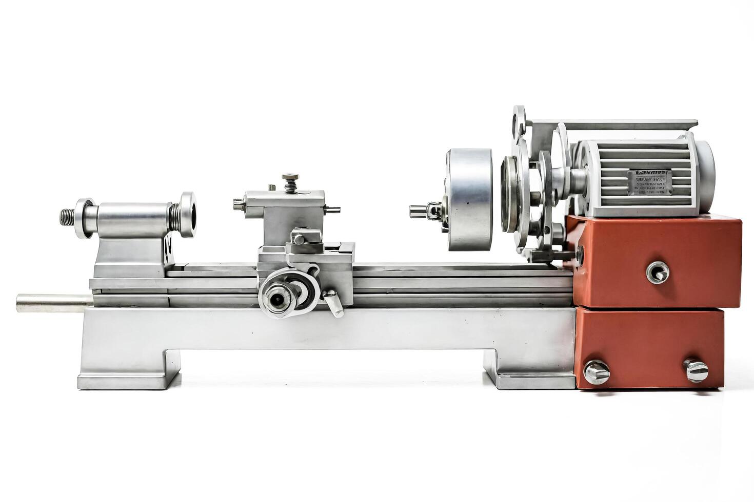 Small Metal Lathe Machine Isolated On White Background photo