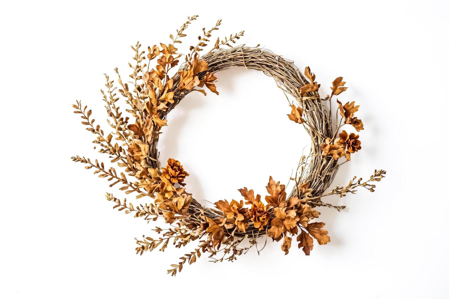 Dried Floral Wreath Isolated on White Background photo