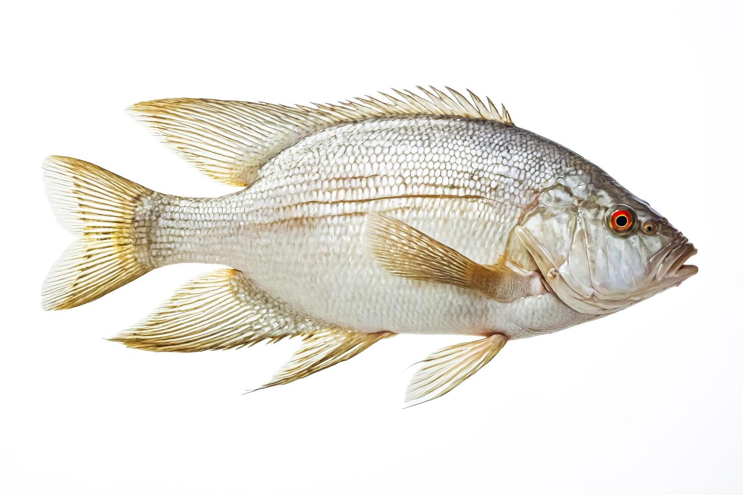 Close Up of a Silver Perch Fish Isolated on a White Background photo