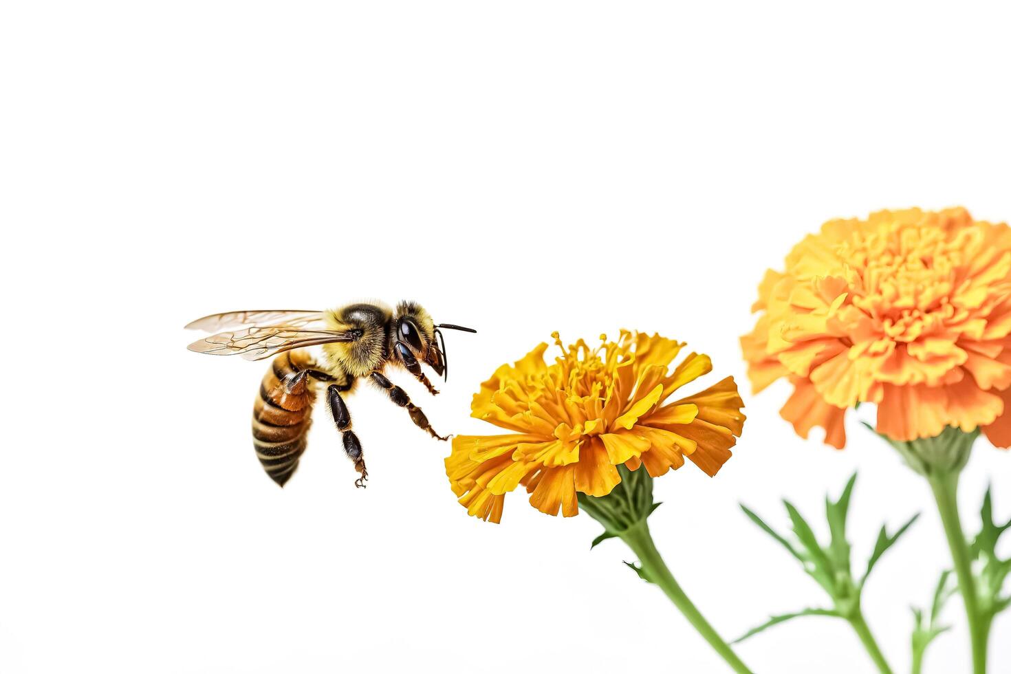 Honey Bee Pollinating Yellow Flower photo