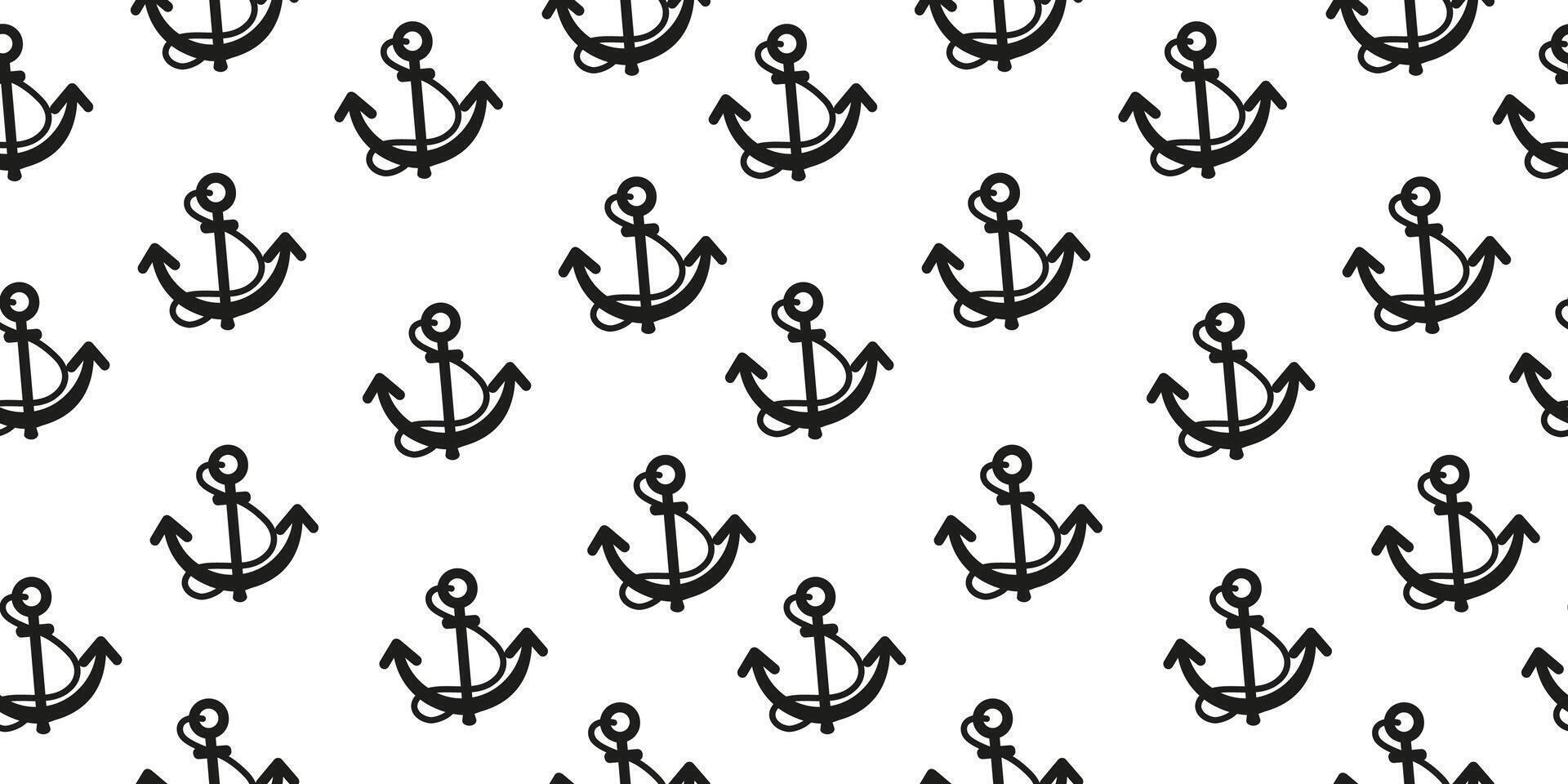 Pirate silhouette anchor seamless pattern in flat design vector