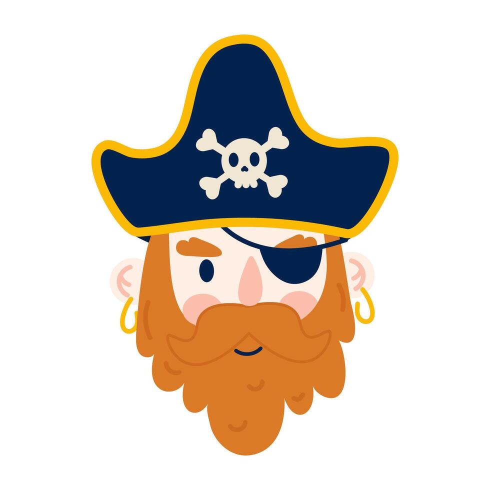 Pirate character in flat style on white background vector