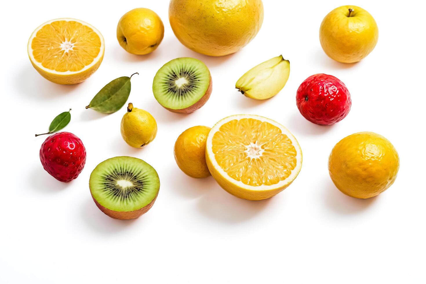 Fresh Fruit Variety on White Background photo
