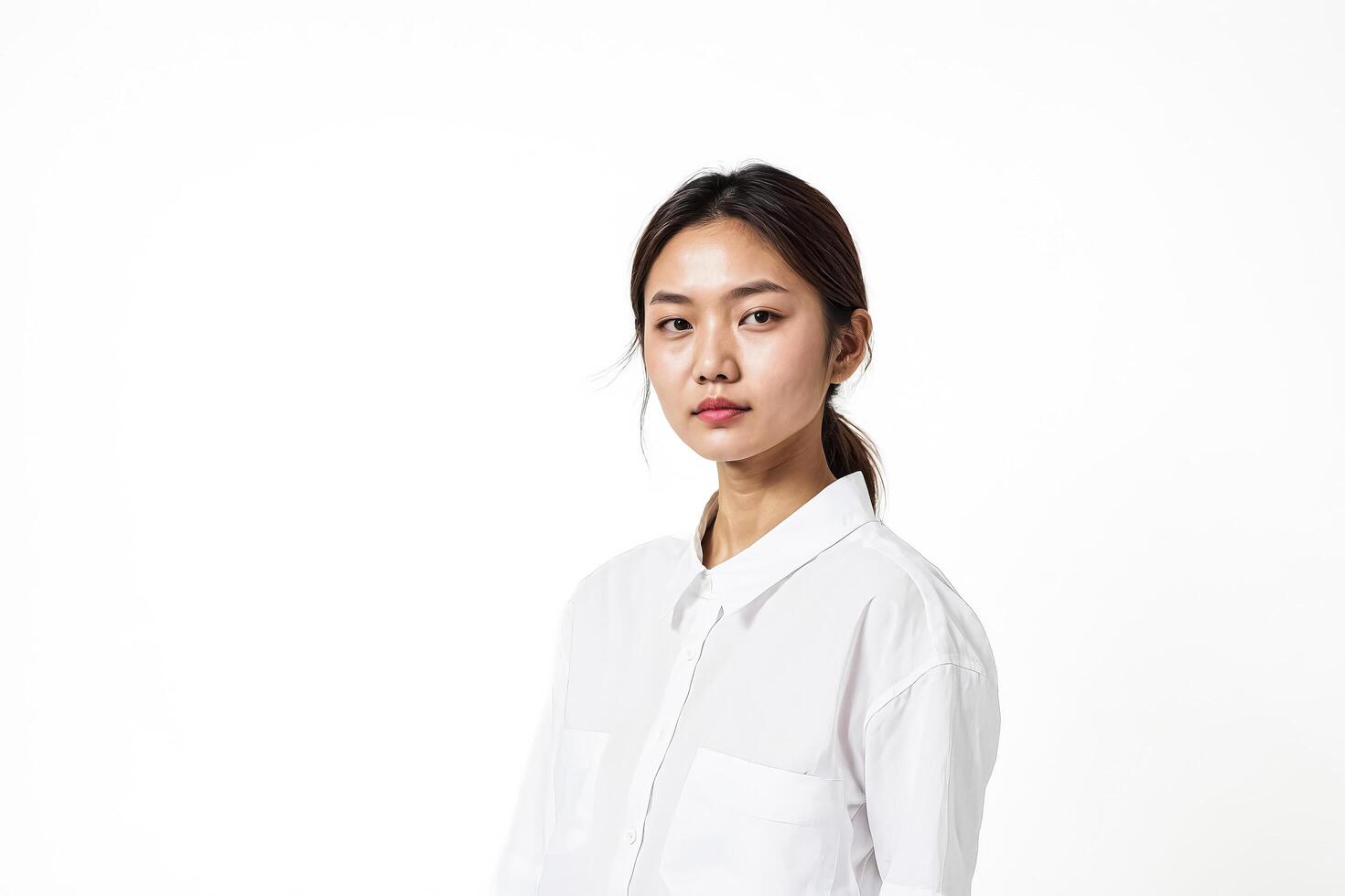 Portrait of a Young Woman in a White Shirt photo