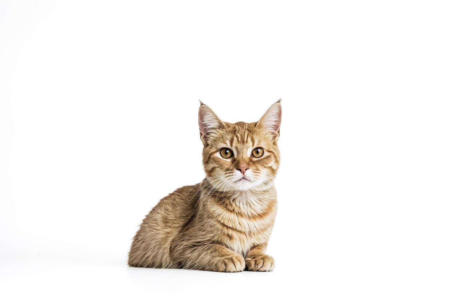 Ginger Cat Sitting on White Background photo