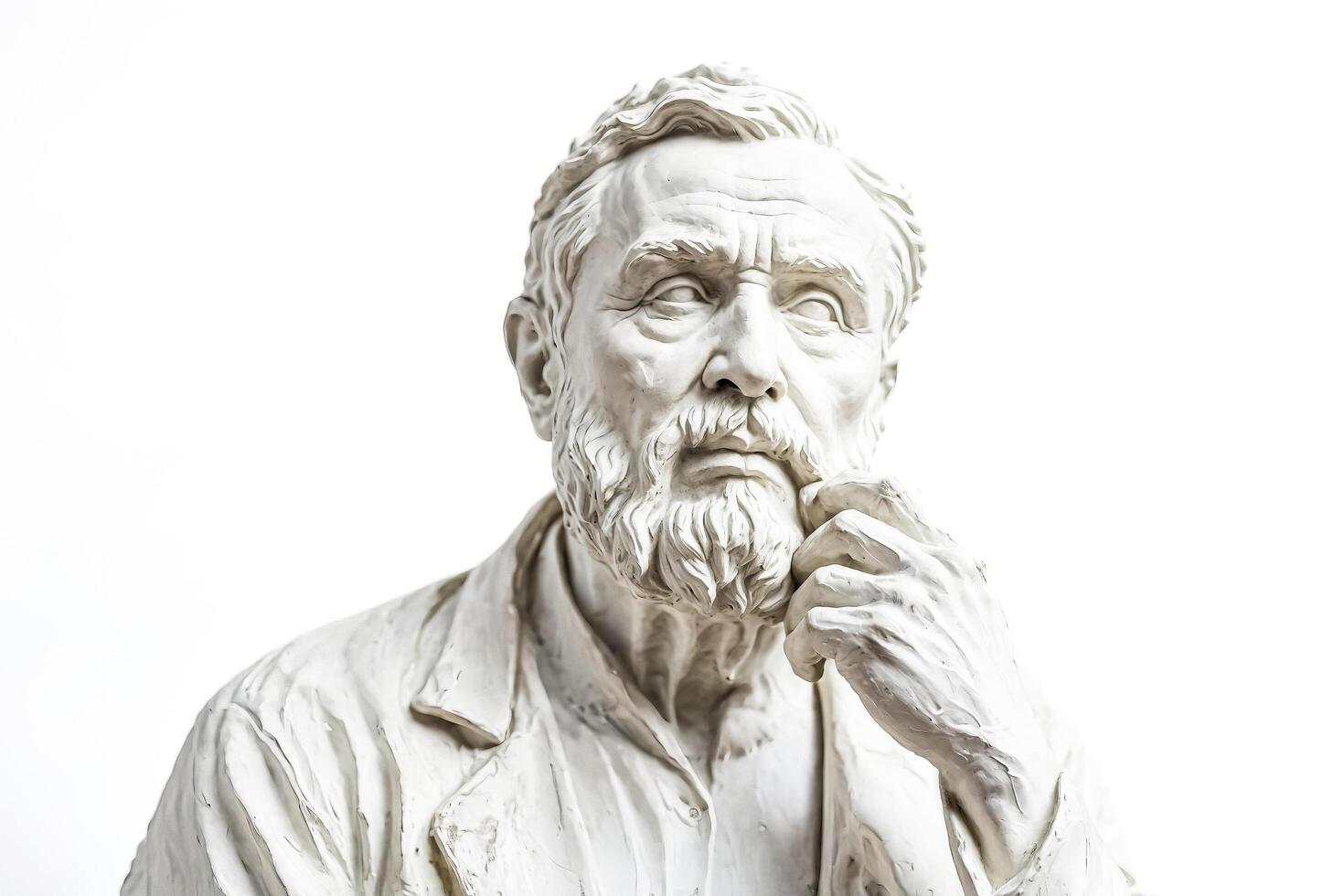 White Marble Sculpture of a Man with a Beard photo