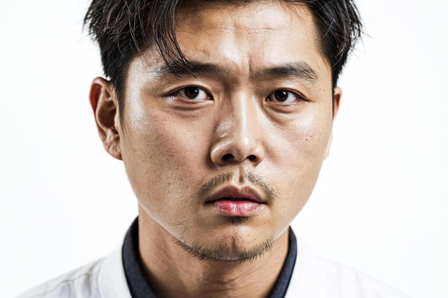 Close-up Portrait of a Young Asian Man with a Serious Expression photo