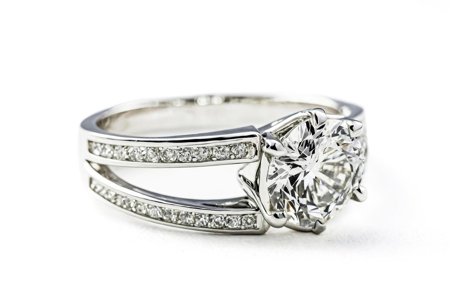 Diamond Engagement Ring on White Background photo