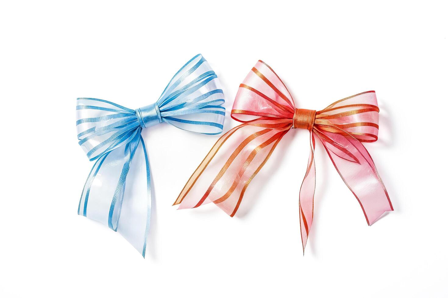 Two Pastel Color Ribbon Bows photo