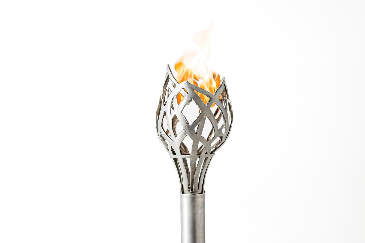 Metal torch with flames photo
