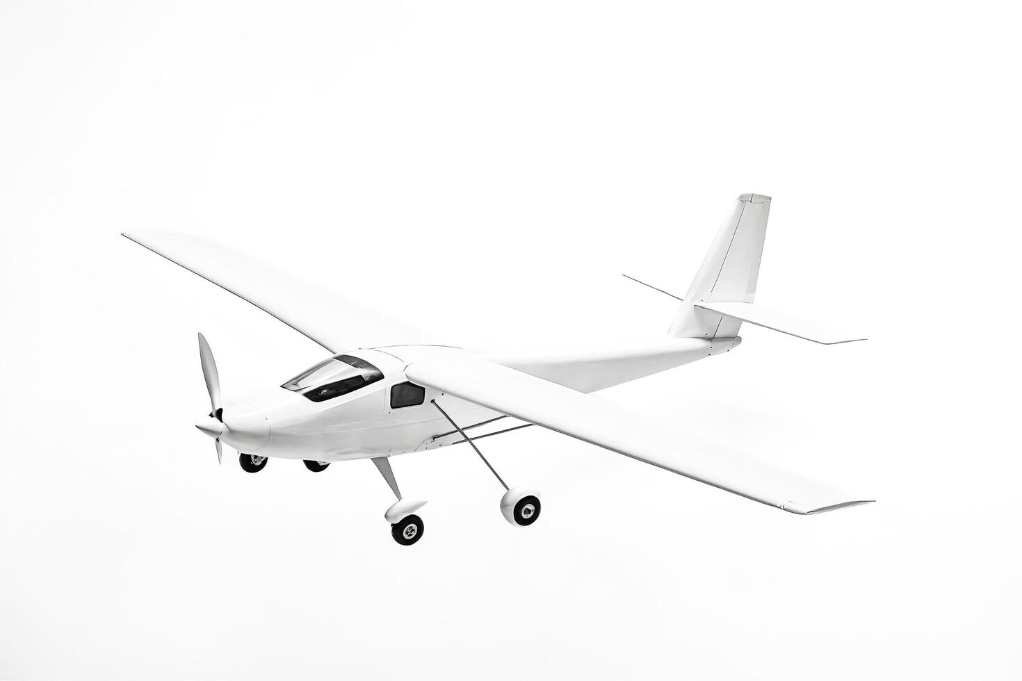 White Single Engine Propeller Plane Isolated on White Background photo