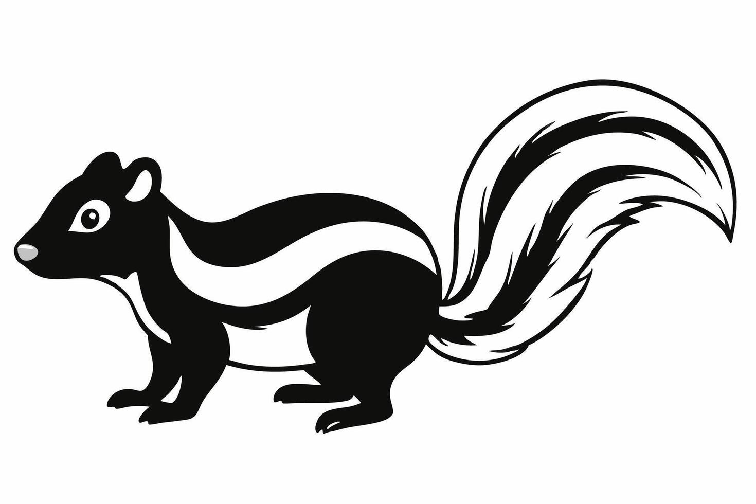 Funny Skunk Illustration Cartoons, Clipart, and Line Art Design on White Background, Funny skunk illustration featuring cartoons, clipart, and line art on a white background. vector